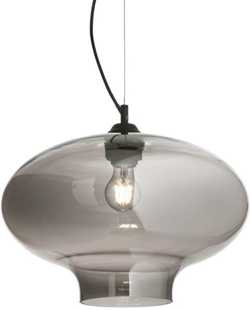 På billedet ser du variationen Bistro', Pendel lampe, Sp1, metal fra brandet Ideal Lux i en størrelse D: 40 cm. x H: 29 cm. i farven Røg/Sort