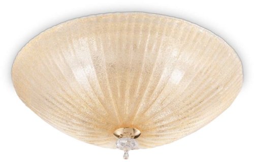 På billedet ser du variationen Shell, Loftslampe, Pl3, glas fra brandet Ideal Lux i en størrelse D: 40 cm. x H: 12 cm. i farven Rav/Hvid