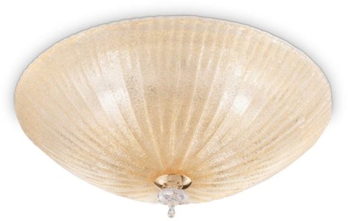 På billedet ser du variationen Shell, Loftslampe, Pl4, glas fra brandet Ideal Lux i en størrelse D: 50 cm. x H: 20 cm. i farven Rav/Hvid