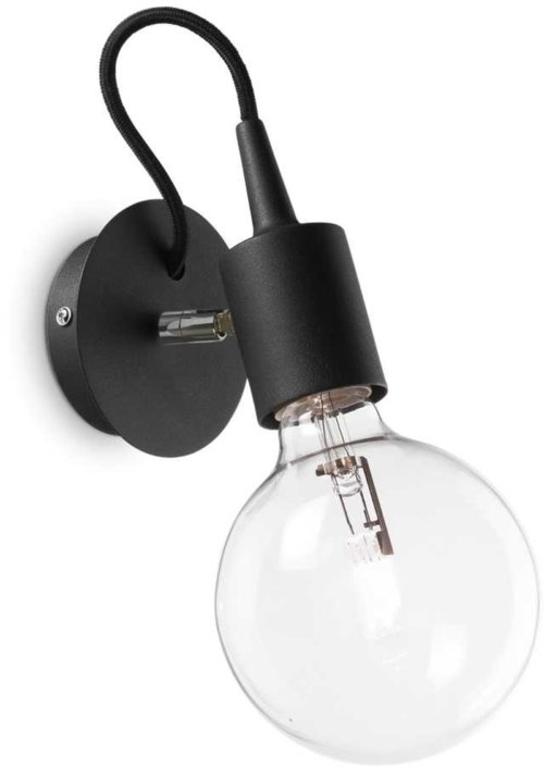 På billedet ser du variationen Edison, Væglampe, Ap1, metal fra brandet Ideal Lux i en størrelse H: 27 cm. x B: 25 cm. x L: 12 cm. i farven Sort