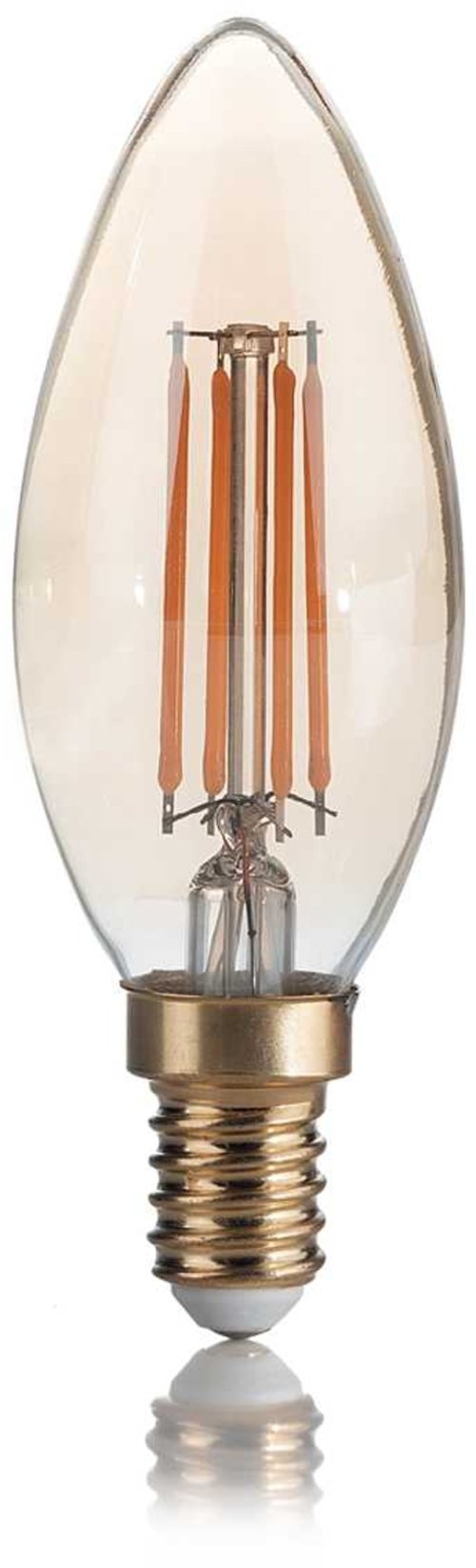 På billedet ser du variationen E14 Oliva, Lyspære, glas fra brandet Ideal Lux i en størrelse D: 9 cm. i farven Rav/Kelvin: 2200