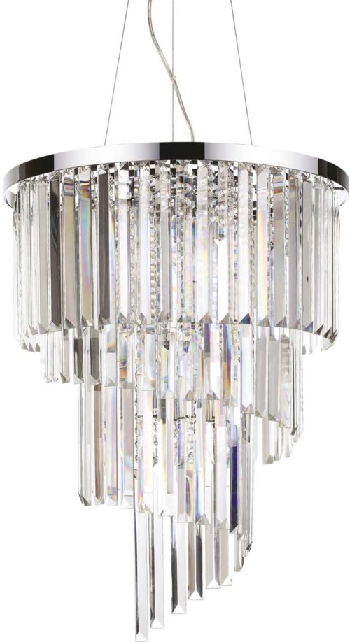 På billedet ser du variationen Carlton, Pendel lampe, Sp12, metal fra brandet Ideal Lux i en størrelse D: 50 cm. x H: 69 cm. i farven Krom