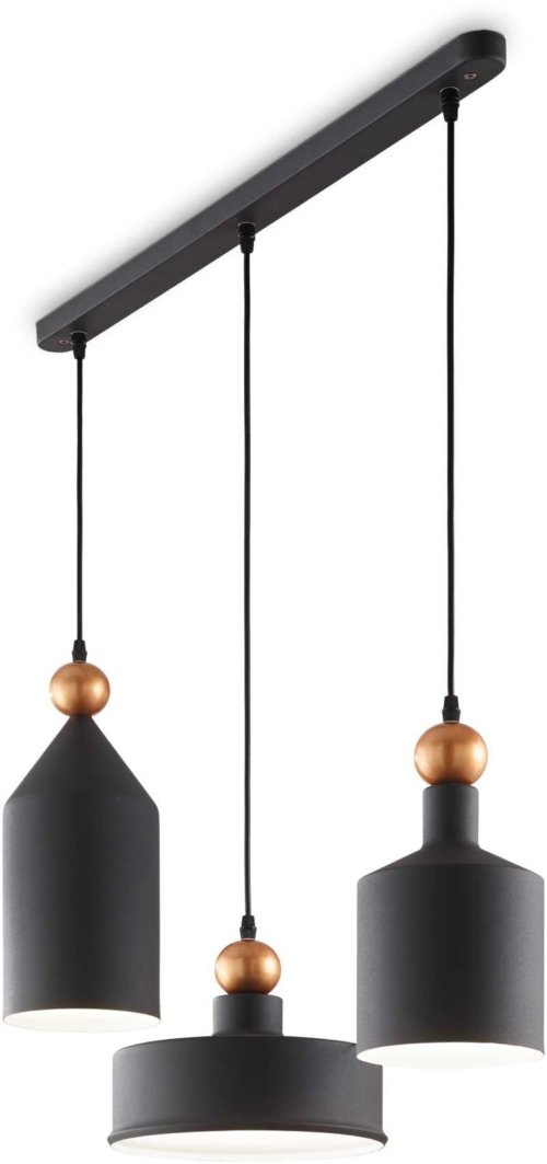 På billedet ser du variationen Triade, Pendel lampe, Sp3, metal fra brandet Ideal Lux i en størrelse H: 52 cm. x B: 25 cm. x L: 75 cm. i farven Grå/Sort