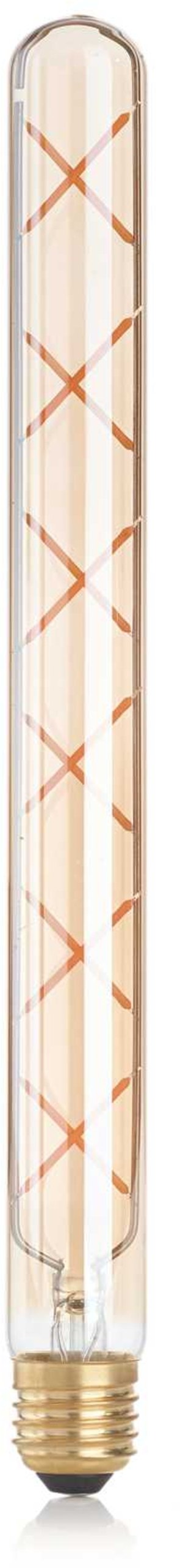 På billedet ser du variationen E27 Linear, Lyspære, glas fra brandet Ideal Lux i en størrelse D: 2,8 cm. x H: 29 cm. i farven Rav