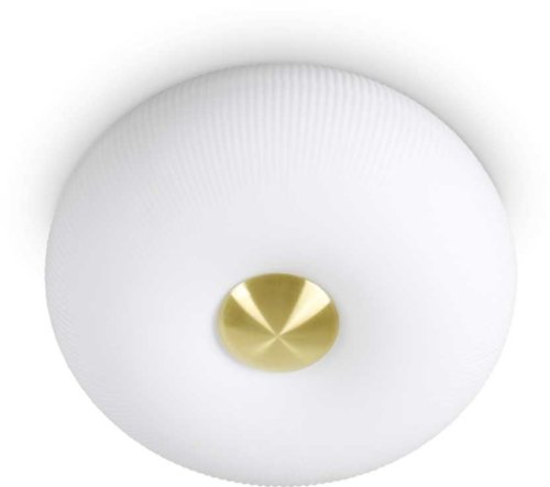 På billedet ser du variationen Arizona, Loftslampe, Pl2, glas fra brandet Ideal Lux i en størrelse D: 30 cm. x H: 18 cm. i farven Hvid/Messing