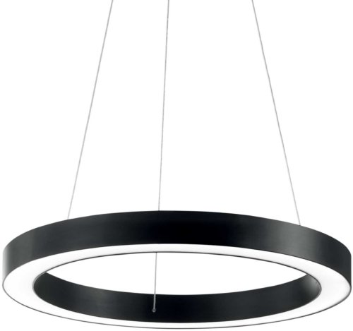 På billedet ser du variationen Oracle, Pendel lampe, D50, aluminium fra brandet Ideal Lux i en størrelse D: 50 cm. x H: 4 cm. i farven Sort
