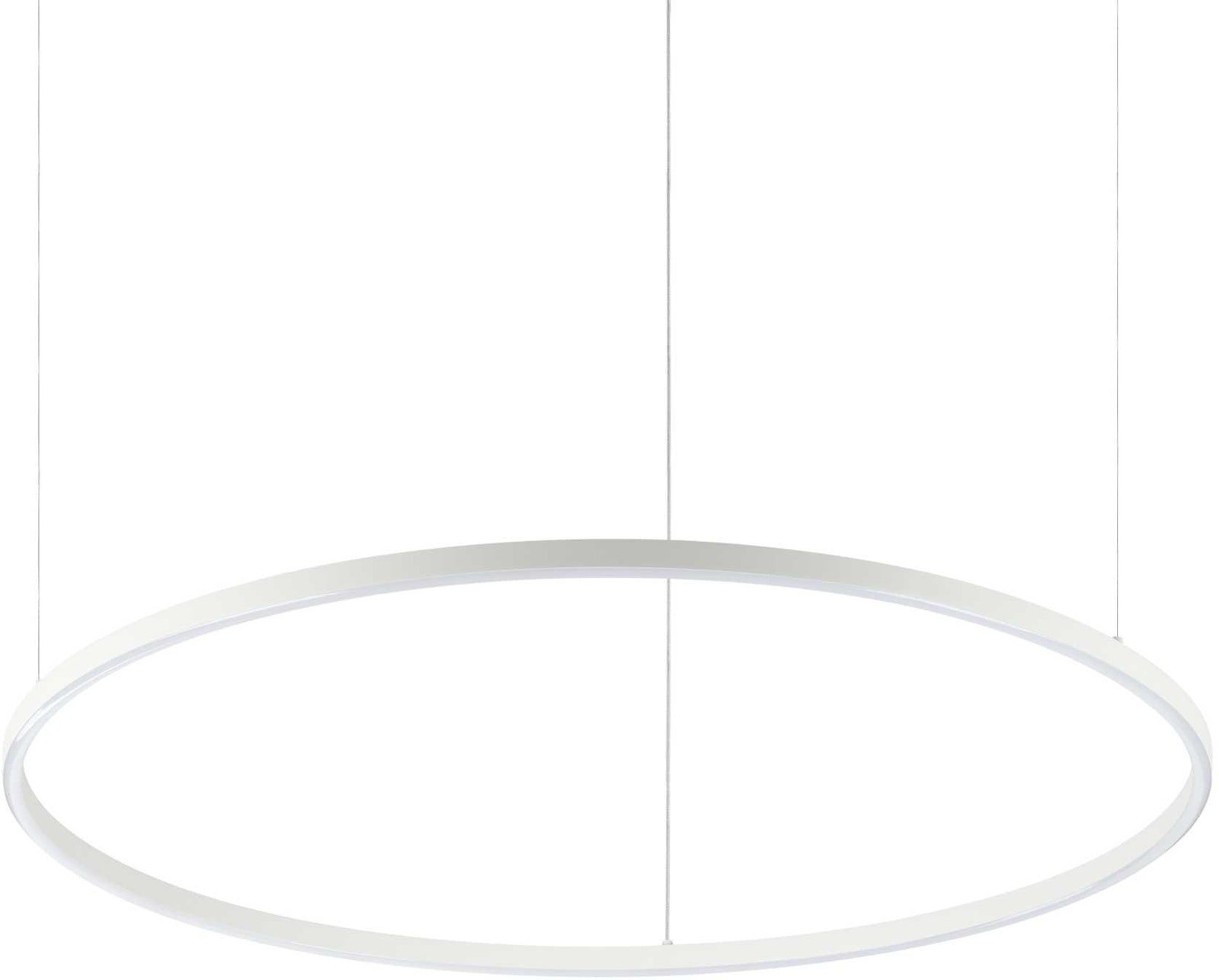 På billedet ser du variationen Oracle, Pendel lampe, Slim, aluminium fra brandet Ideal Lux i en størrelse D: 90 cm. x H: 2 cm. i farven Hvid/3000 kelvin