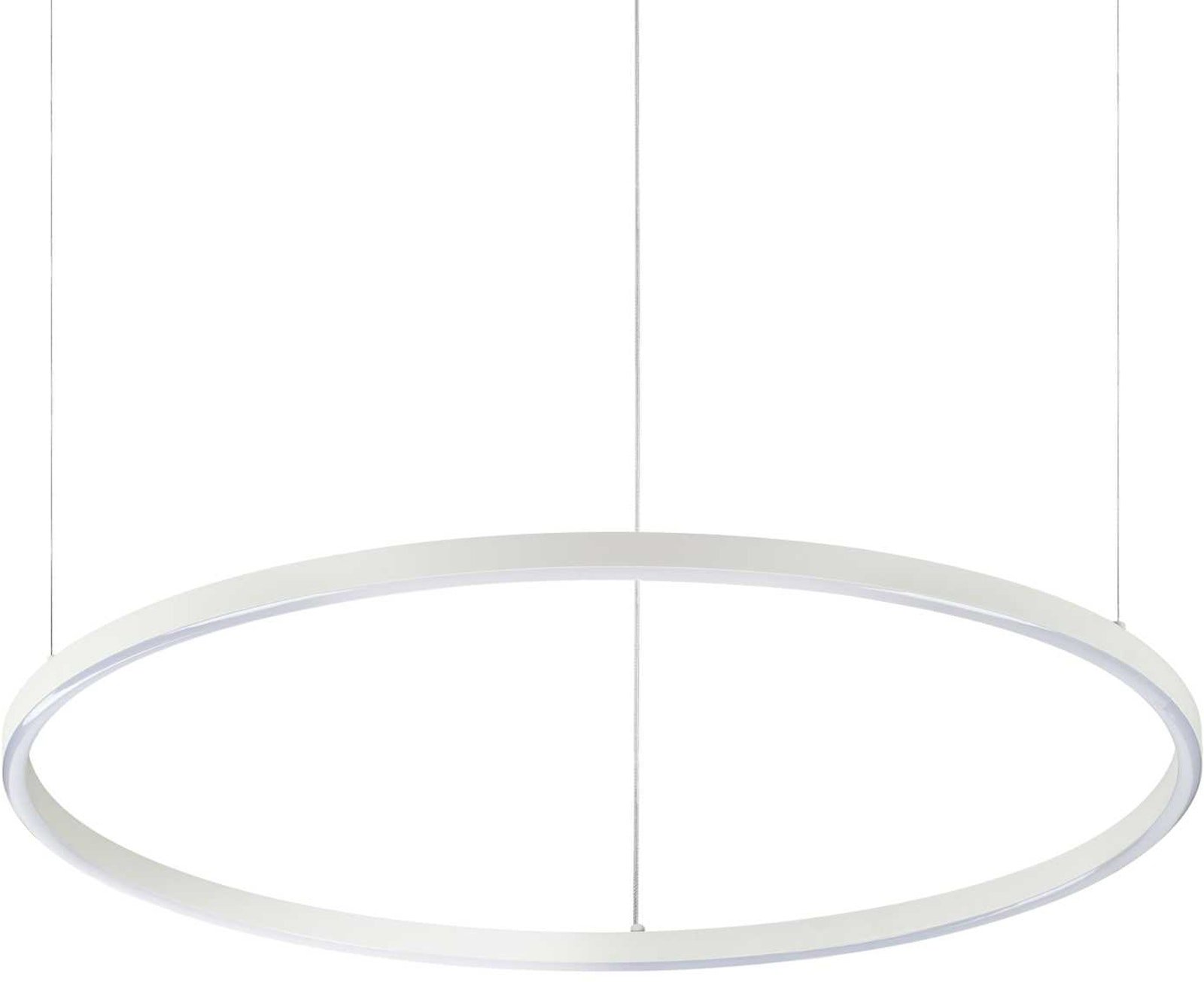 På billedet ser du variationen Oracle, Pendel lampe, Slim, aluminium fra brandet Ideal Lux i en størrelse D: 70 cm. x H: 2 cm. i farven Hvid/3000 kelvin