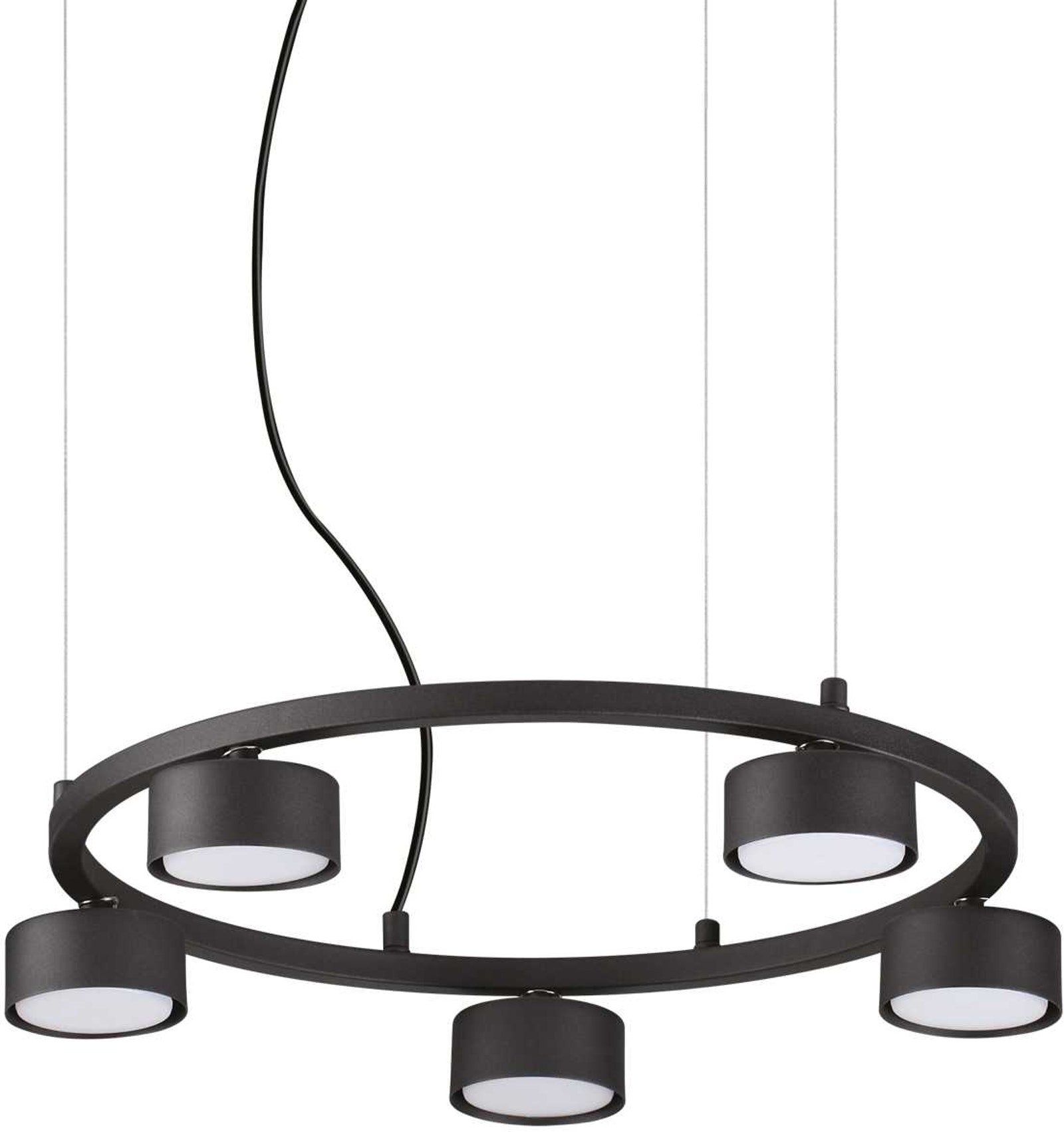 På billedet ser du Minor, Pendel lampe, Round, metal fra brandet Ideal Lux i en størrelse D: 50 cm. x H: 10 cm. x B: 4 cm. i farven Sort