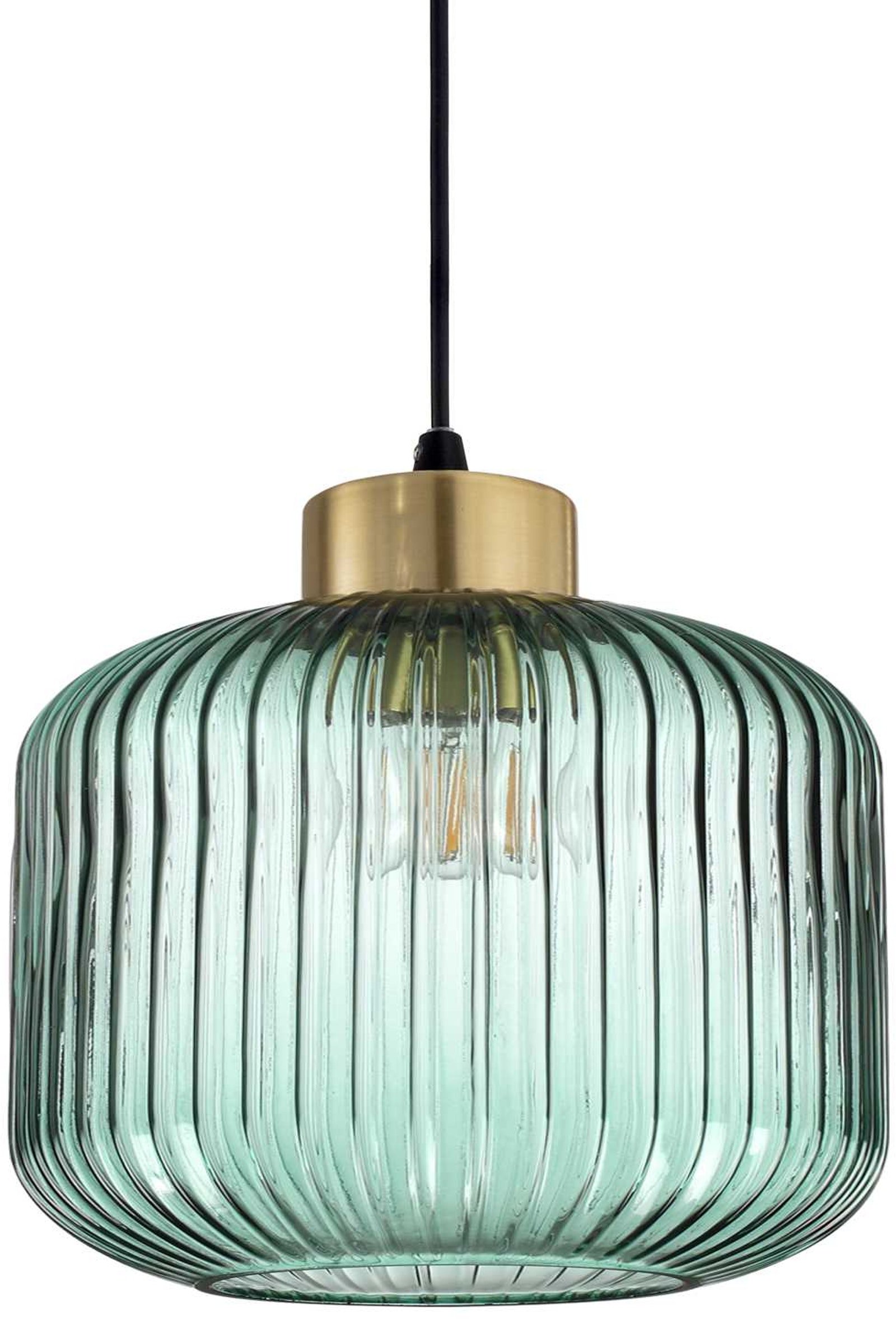 På billedet ser du variationen Mint-2, Pendel lampe, Sp1, glas fra brandet Ideal Lux i en størrelse D: 24 cm. x H: 18 cm. i farven Grøn/Sort