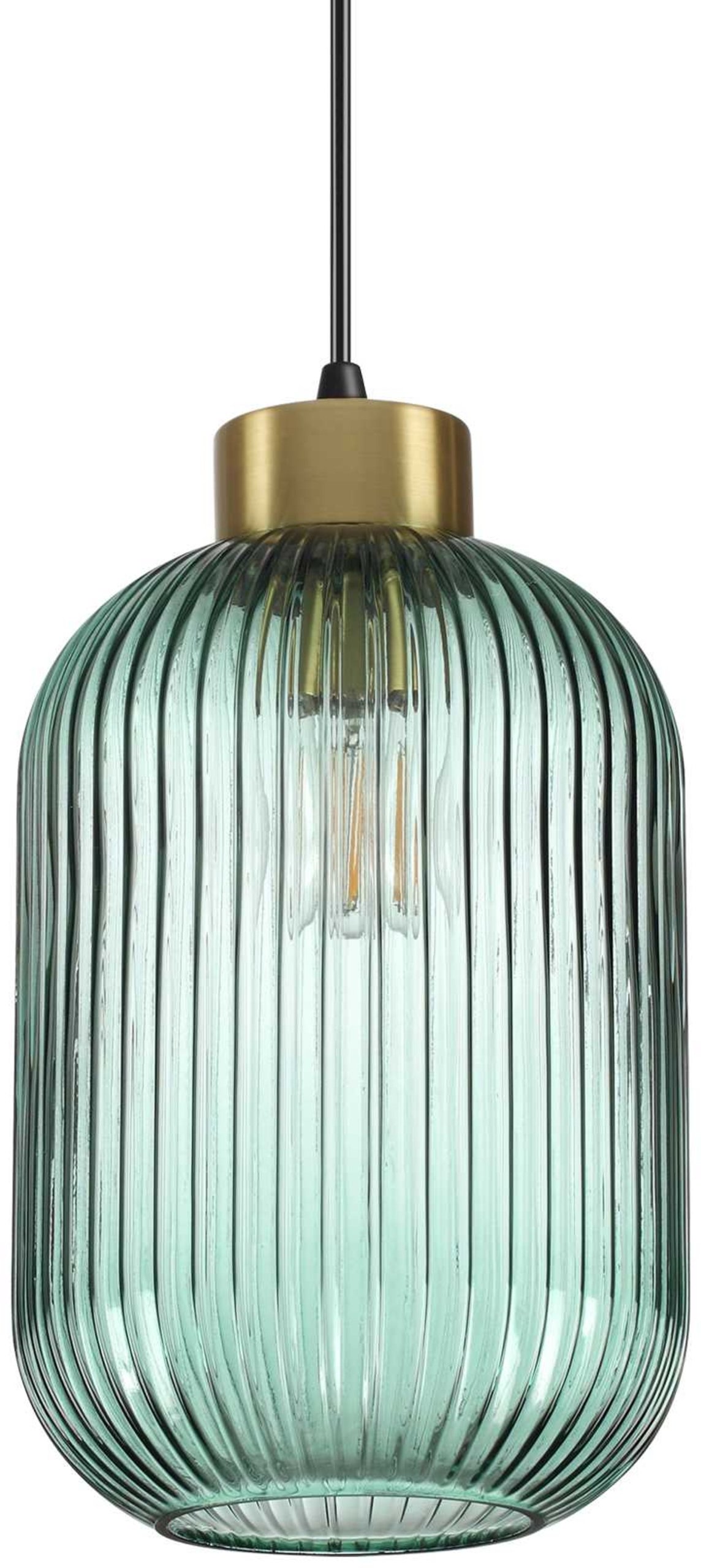 På billedet ser du variationen Mint-3, Pendel lampe, Sp1, glas fra brandet Ideal Lux i en størrelse D: 20 cm. x H: 30 cm. i farven Grøn/Sort
