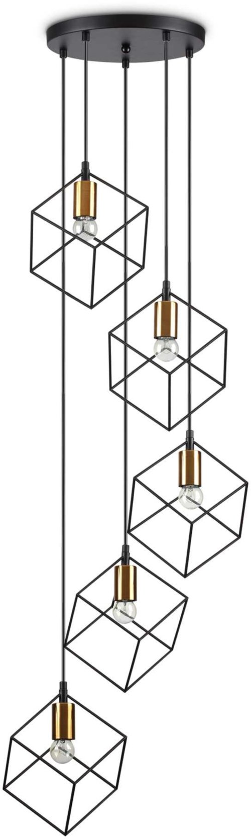 På billedet ser du variationen Ice, Pendel lampe, Sp5, metal fra brandet Ideal Lux i en størrelse D: 50 cm. x H: 60 cm. i farven Sort