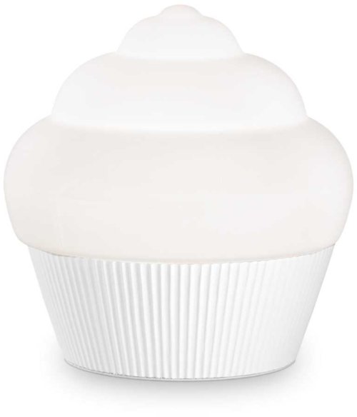 På billedet ser du variationen Cupcake, Bordlampe, Tl1, glas fra brandet Ideal Lux i en størrelse D: 17 cm. x H: 7 cm. i farven Hvid