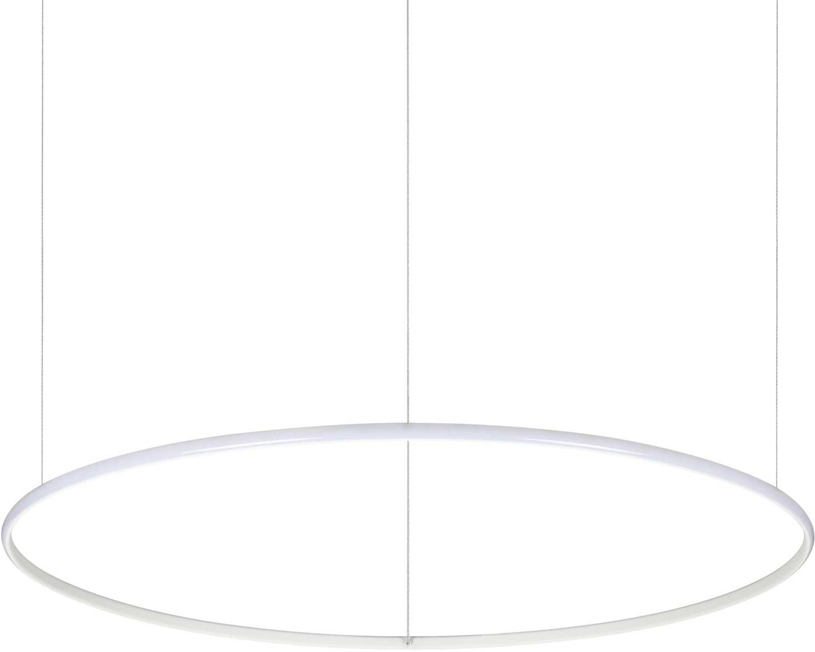 På billedet ser du variationen Hulahoop, Pendel lampe, Sp, aluminium fra brandet Ideal Lux i en størrelse D: 100 cm. x H: 2 cm. i farven Hvid