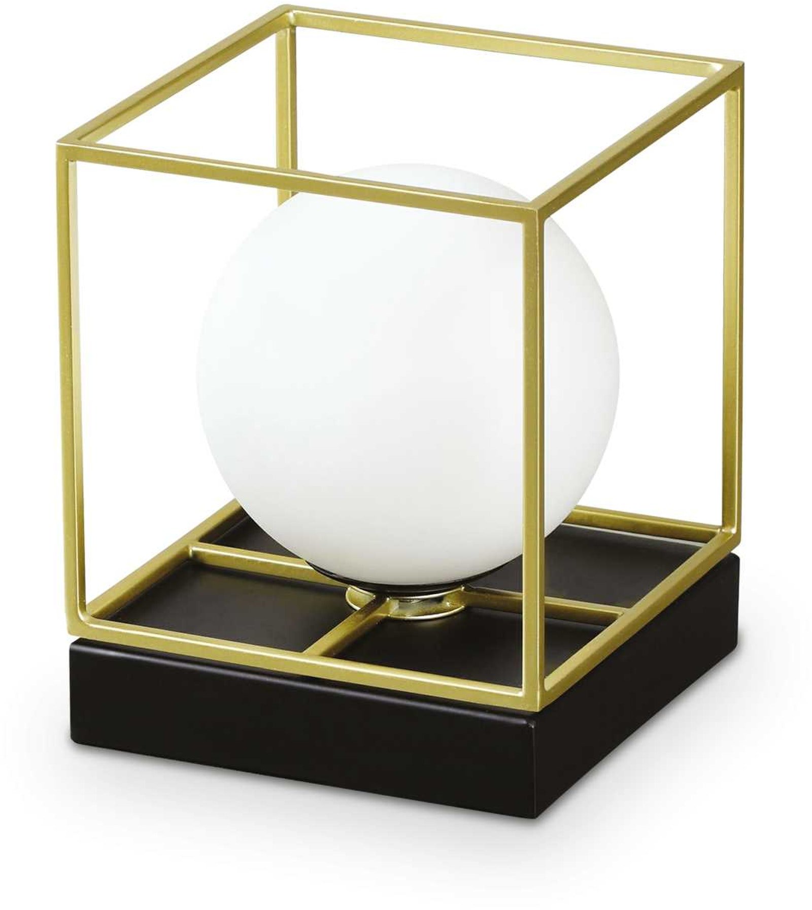 Lingotto, Bordlampe, Tl1, metal by Ideal Lux (H: 15 cm. x B: 12 cm. x L: 12 cm., Messing/Sort)