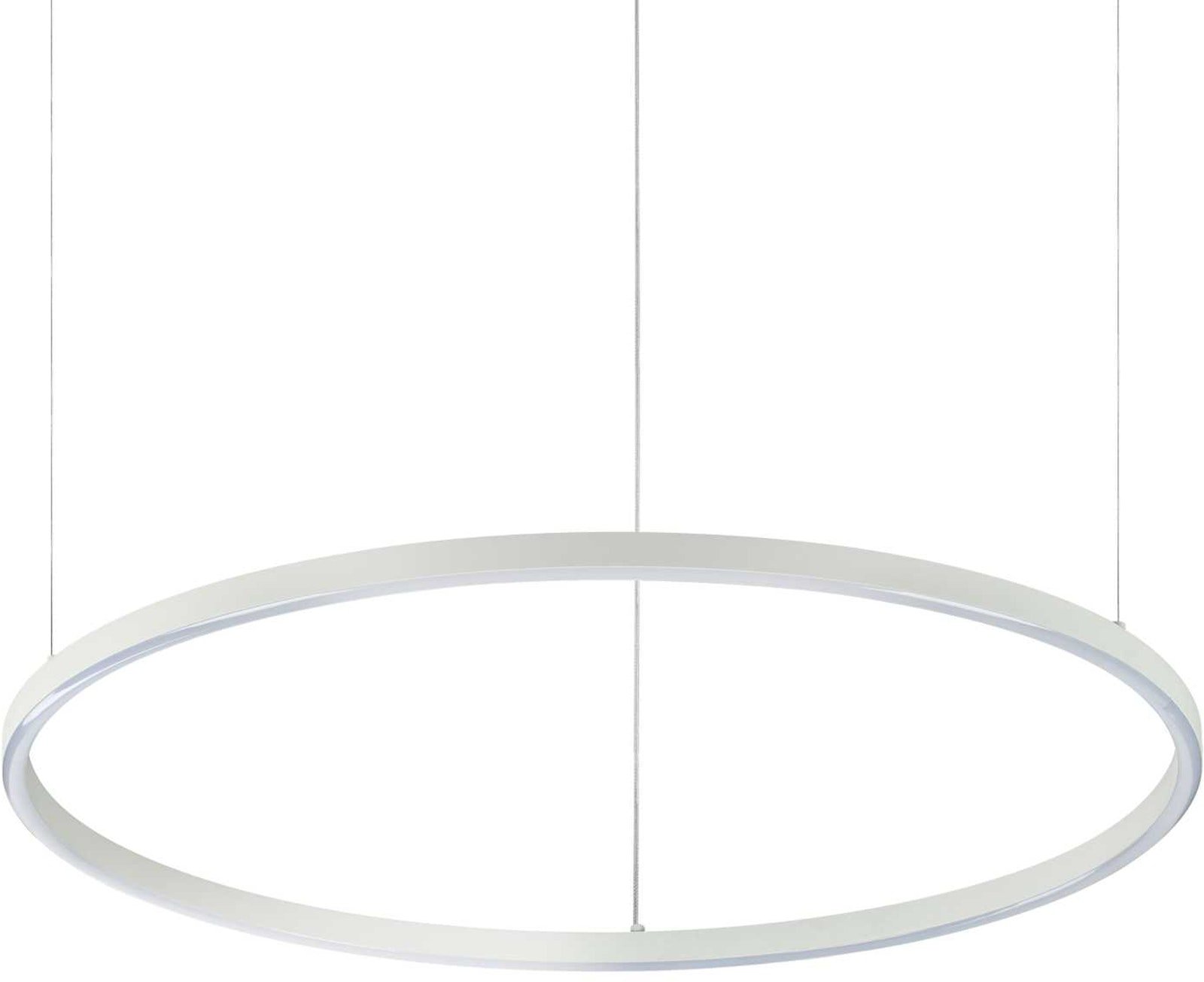 På billedet ser du variationen Oracle, Pendel lampe, Slim, aluminium fra brandet Ideal Lux i en størrelse D: 70 cm. x H: 2 cm. i farven Hvid/4000 kelvin