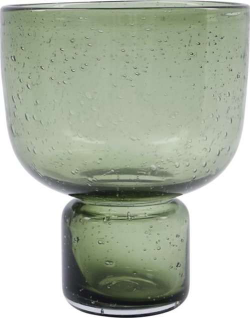 På billedet ser du variationen Farida, Vase, glas fra brandet House Doctor i en størrelse D: 17 cm. x H: 20 cm. i farven Olivengrøn