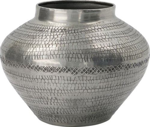 På billedet ser du variationen Arti, Vase fra brandet House Doctor i en størrelse D: 16 cm. x H: 12 cm. i farven Antik sølv