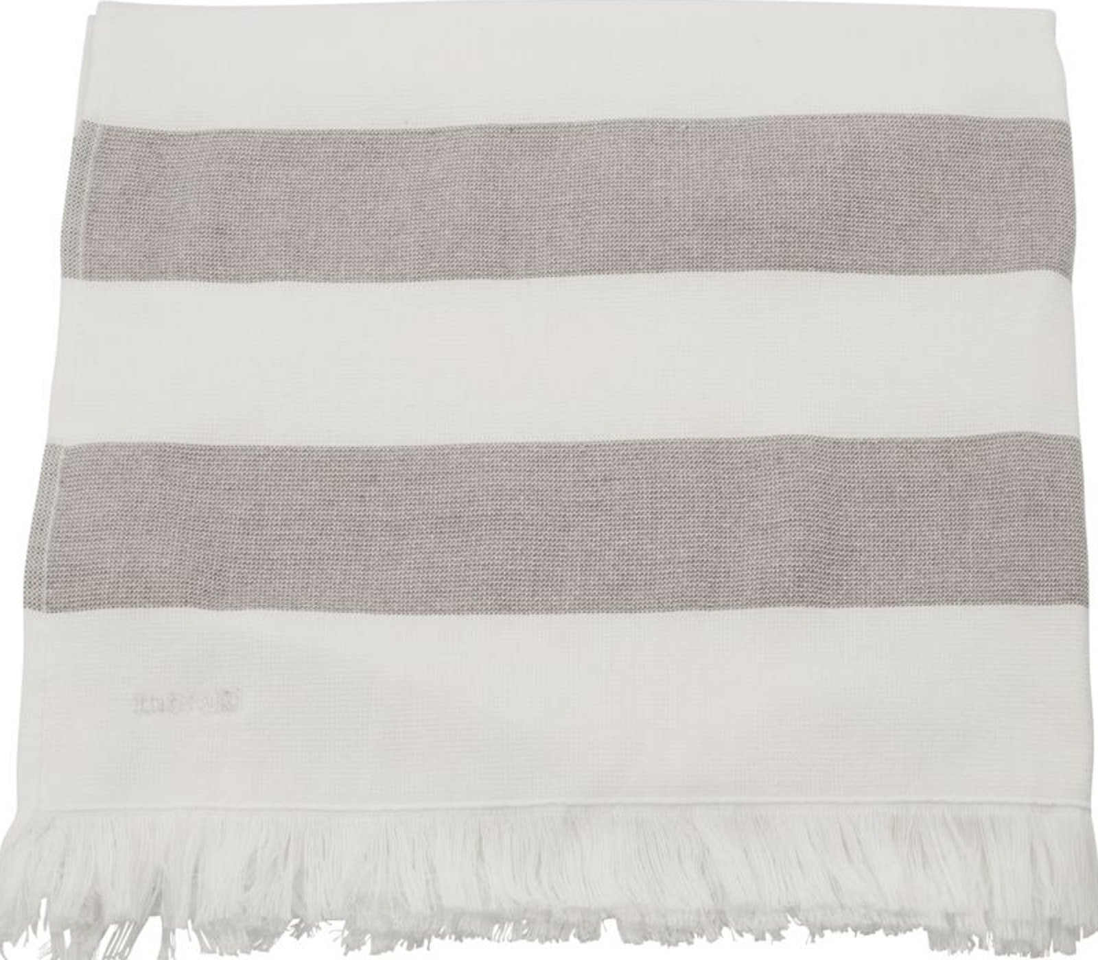 På billedet ser du variationen Barbarum, Håndklæde, Bomuld fra brandet Meraki i en størrelse B: 140 cm. x L: 70 cm. i farven Hvide og brune striber