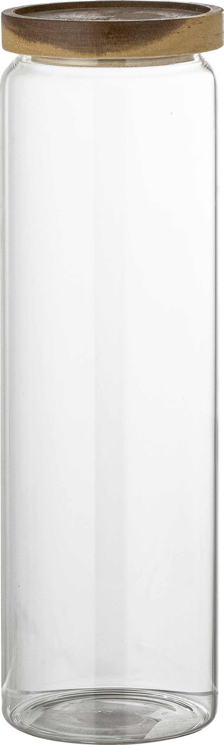 På billedet ser du Anouk, Krukke m/Låg, Glas fra brandet Bloomingville i en størrelse D: 9 cm. x H: 30 cm. i farven Klar