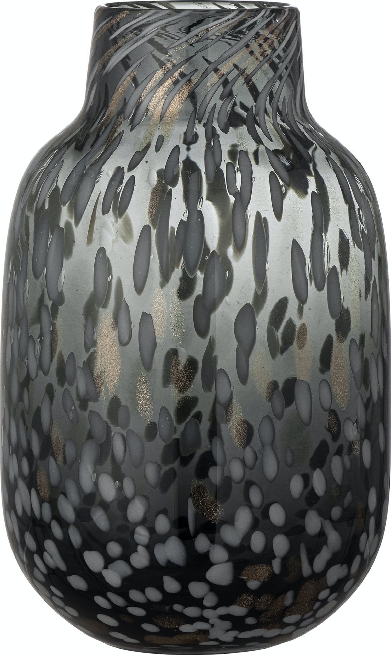 På billedet ser du variationen Gwan, Vase, Glas fra brandet Bloomingville i en størrelse D: 18 cm. x H: 27,5 cm. i farven Grå