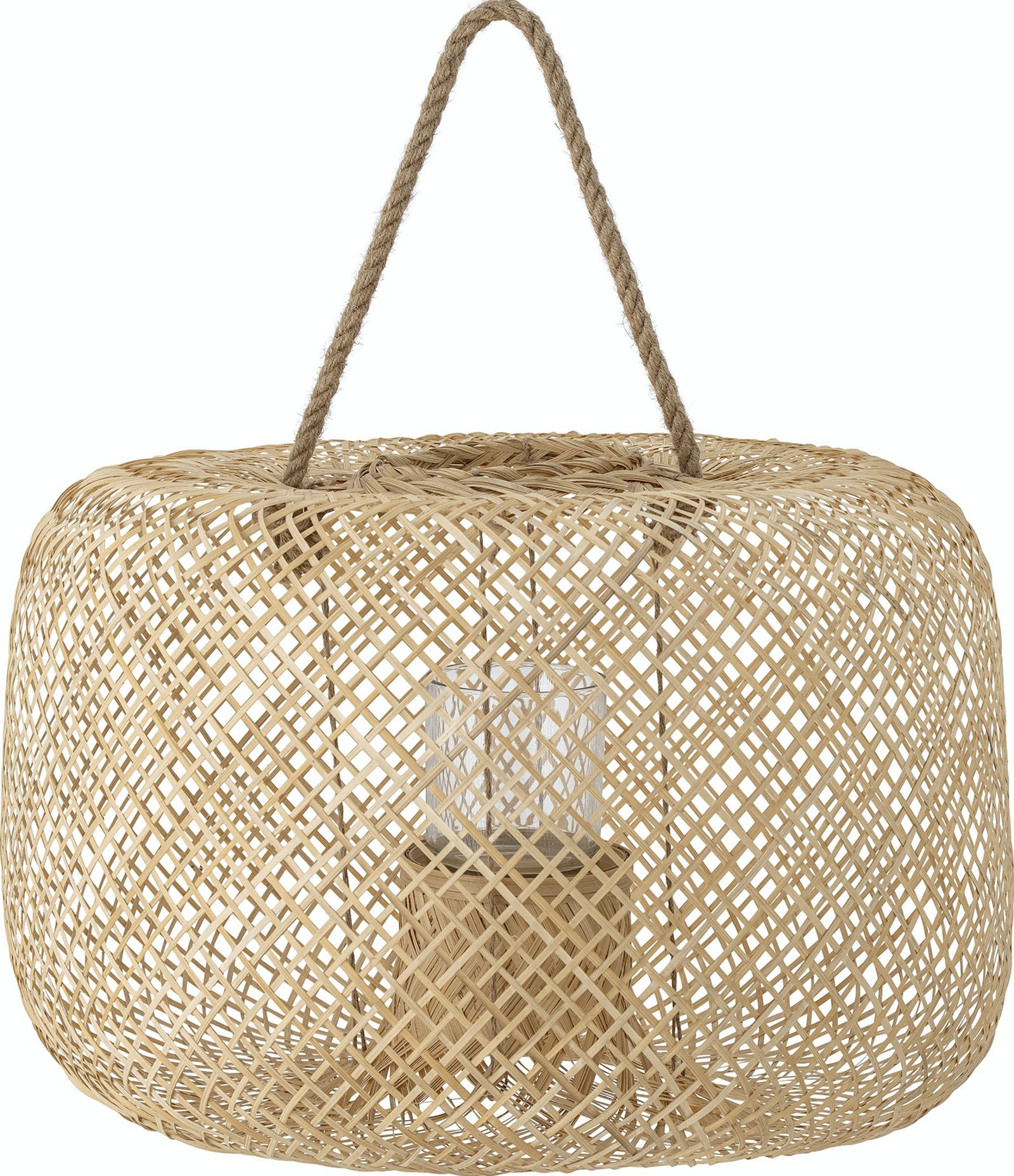 Billede af Musu, Lanterne m/Glas, Bambus by Bloomingville (D: 50 cm. x H: 32 cm., Natur)
