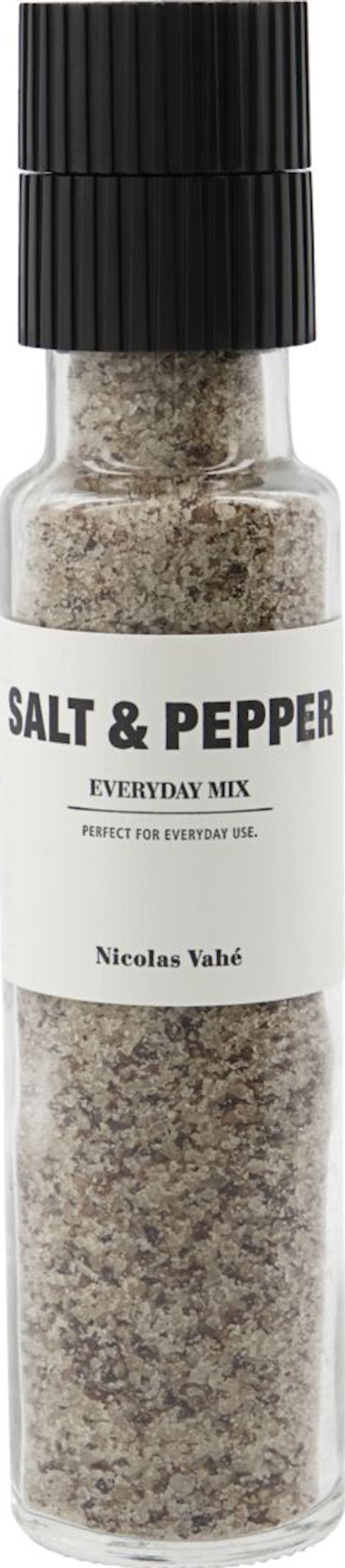 På billedet ser du variationen Salt & peber med kværn, Everyday mix fra brandet Nicolas Vahé i en størrelse D: 5 cm. x H: 23 cm. i farven Sort/Natur
