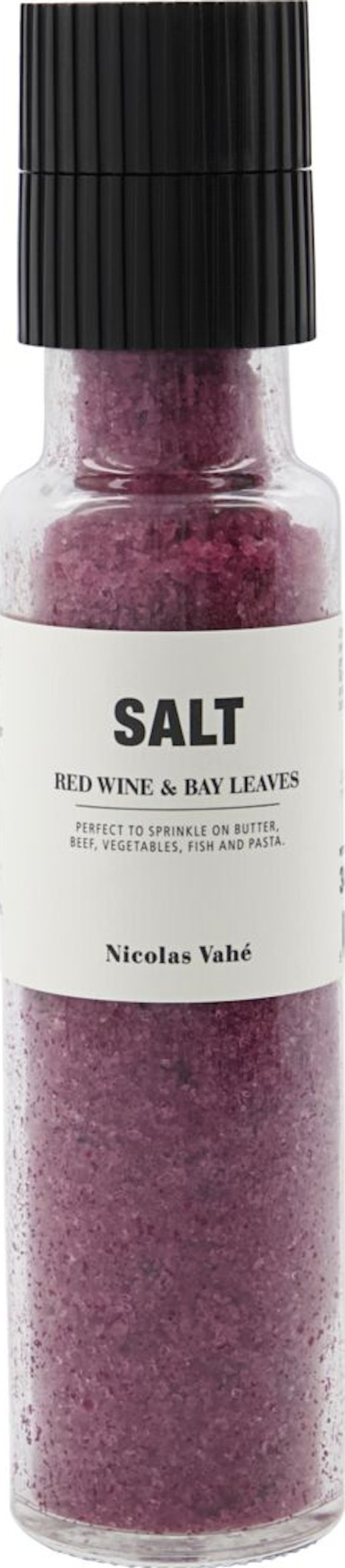 På billedet ser du variationen Salt med kværn, Rødvin & Laurbærblade fra brandet Nicolas Vahé i en størrelse D: 5 cm. x H: 23 cm. i farven Sort/Lilla