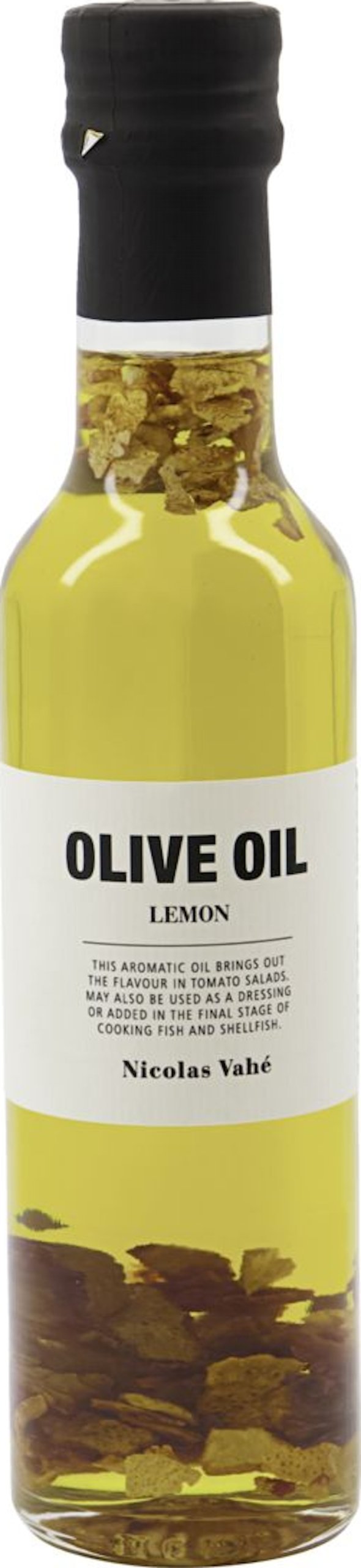 På billedet ser du variationen Olivenolie med citron fra brandet Nicolas Vahé i en størrelse D: 5 cm. x H: 22,5 cm. i farven Gul/Sort