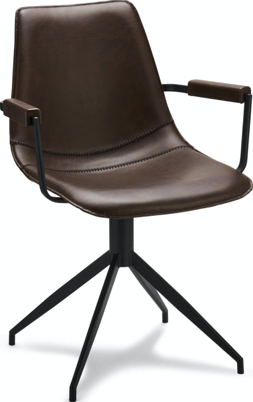 På billedet ser du variationen Montrose, Spisebordsstol med armlæn, Kunstlæder fra brandet Raymond & Hallmark i en størrelse Ja i farven Mørkebrun