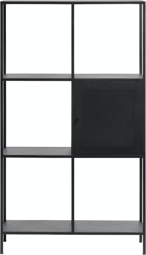 På billedet ser du variationen Malibu, Reol, 1 låge, metal fra brandet Unique Furniture i en størrelse H: 138 cm. x B: 80 cm. x L: 35 cm. i farven Sort