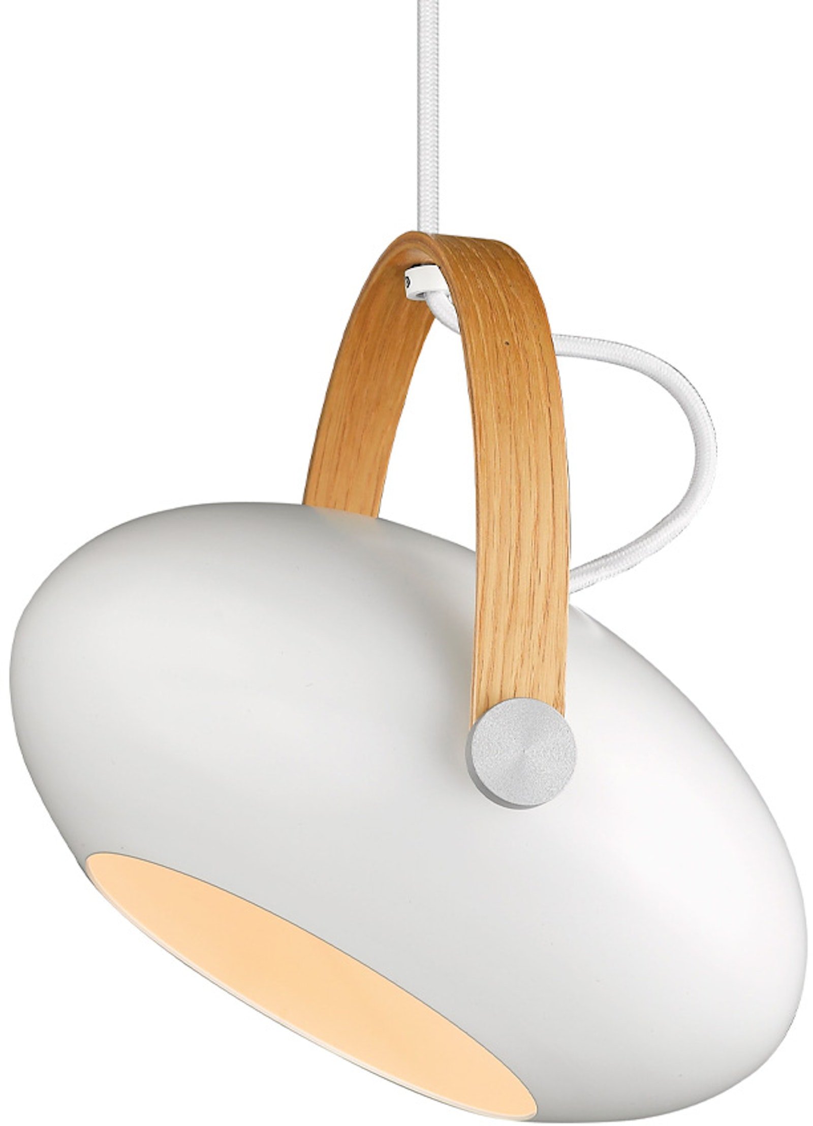 D.C, Pendel lampe, E27 by Halo Design (D: 26 cm. x H: 25 cm., Hvid/Eg)