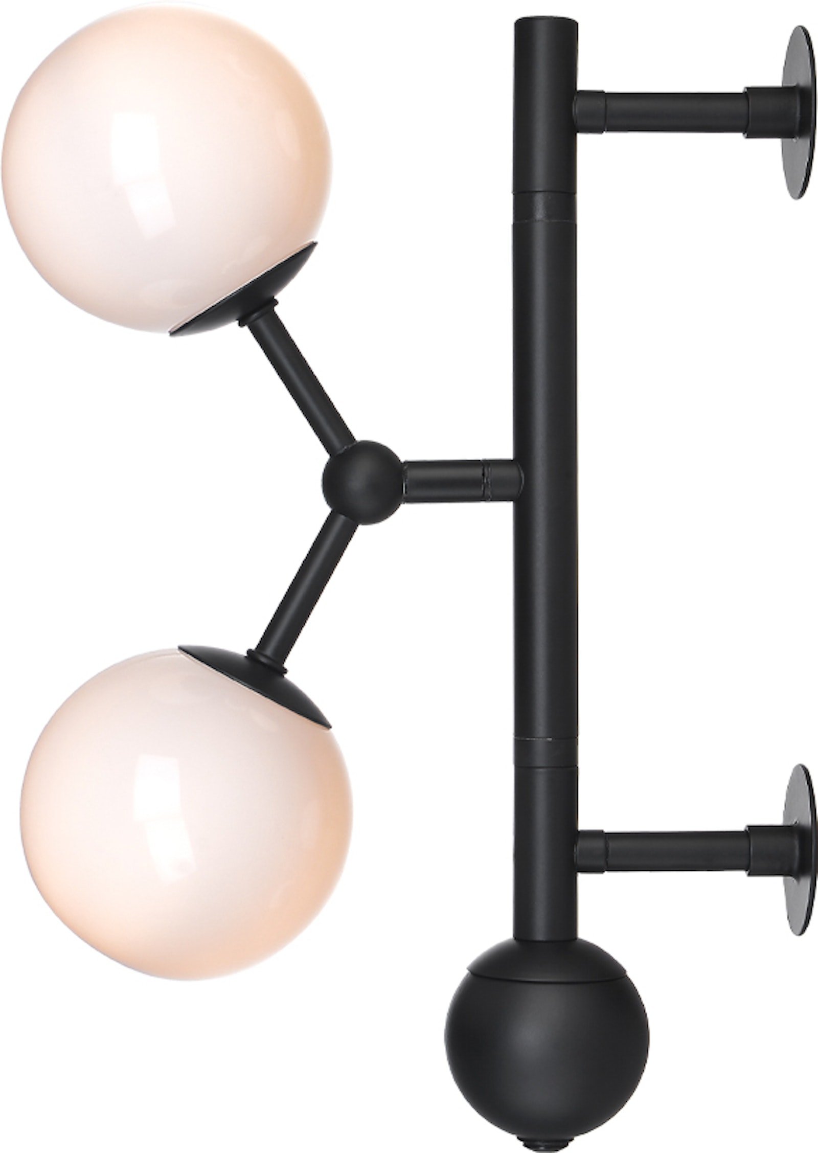 På billedet ser du variationen Atom, Væglampe, 2 x LED, 28W fra brandet Halo Design i en størrelse D: 22,3 cm. x H: 33 cm. i farven Opal/Sort