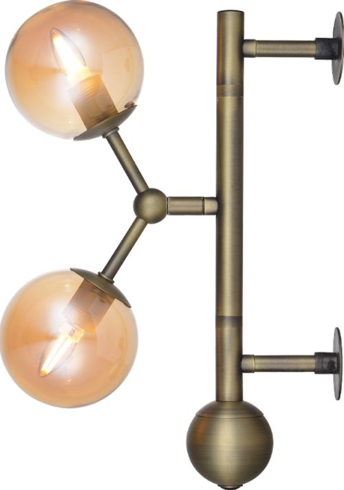 På billedet ser du variationen Atom, Væglampe, 2 x LED, 28W fra brandet Halo Design i en størrelse D: 22,3 cm. x H: 33 cm. i farven Rav/Antik messing