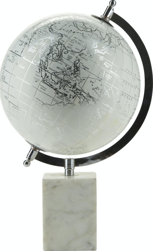 På billedet ser du variationen Globus, Marmor, Metal fra brandet Margit Brandt i en størrelse D: 20 cm. i farven Sølv/Hvid