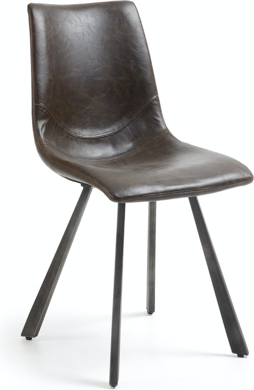 På billedet ser du variationen Trap, Spisebordsstol, læder fra brandet LaForma i en størrelse H: 86 cm. B: 47 cm. L: 52 cm. i farven Brun/Sort