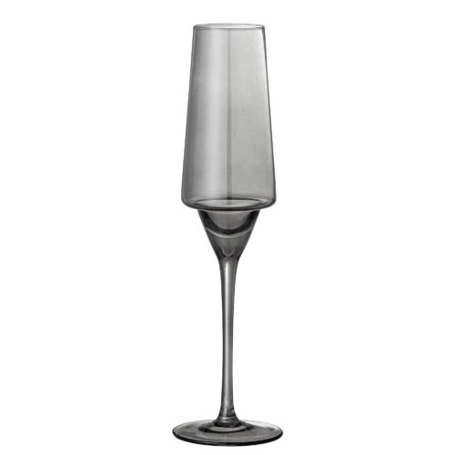 På billedet ser du variationen Yvette, Champagneglas, Glas, sæt á 4 stk. fra brandet Bloomingville i en størrelse D: 9,5 cm. x H: 23 cm. i farven Grå