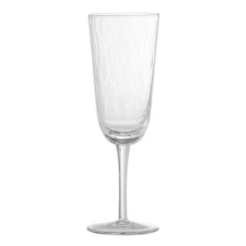 På billedet ser du variationen Asali, Champagneglas, Klar, Glas, sæt á 4 stk. fra brandet Bloomingville i en størrelse D: 6,5 cm. x H: 21 cm. i farven Klar