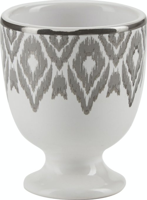 På billedet ser du variationen Æggebæger, Porcelæn fra brandet Margit Brandt i en størrelse D: 5 cm. x H: 6 cm. i farven Hvid/Sølv