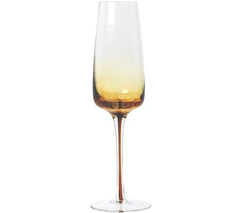 På billedet ser du variationen Amber, Champagneglas, Glas fra brandet Broste Copenhagen i en størrelse D: 7 cm. x H: 23 cm. i farven Klar/orange