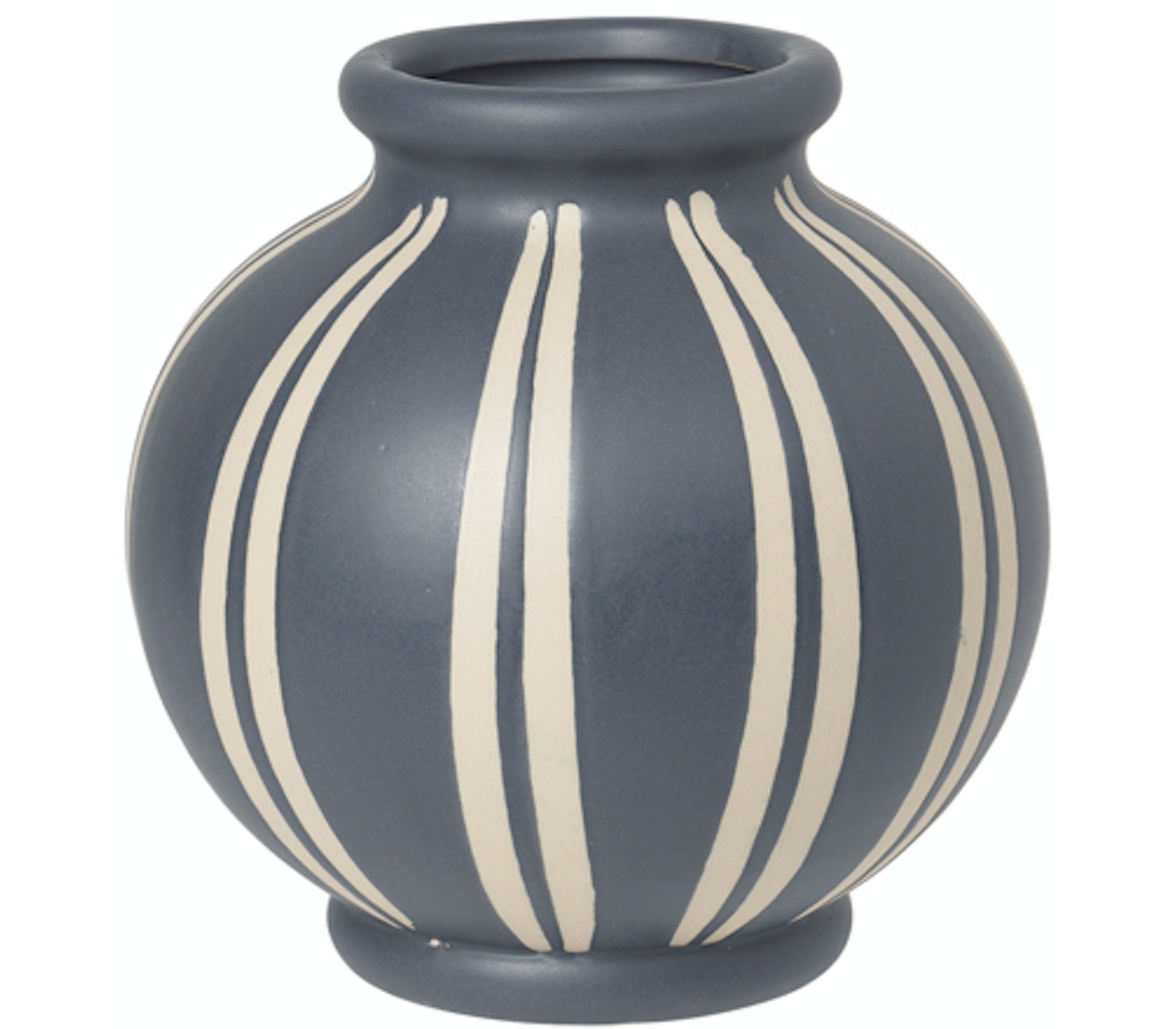 På billedet ser du variationen Wilma, Vase, Keramik fra brandet Broste Copenhagen i en størrelse D: 17,8 cm. x H: 17,8 cm. i farven Blå/hvid