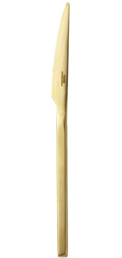 På billedet ser du variationen Tvis, Kniv, Rustfrit stål fra brandet Broste Copenhagen i en størrelse H: 22,5 cm. x B: 0,7 cm. i farven Guld