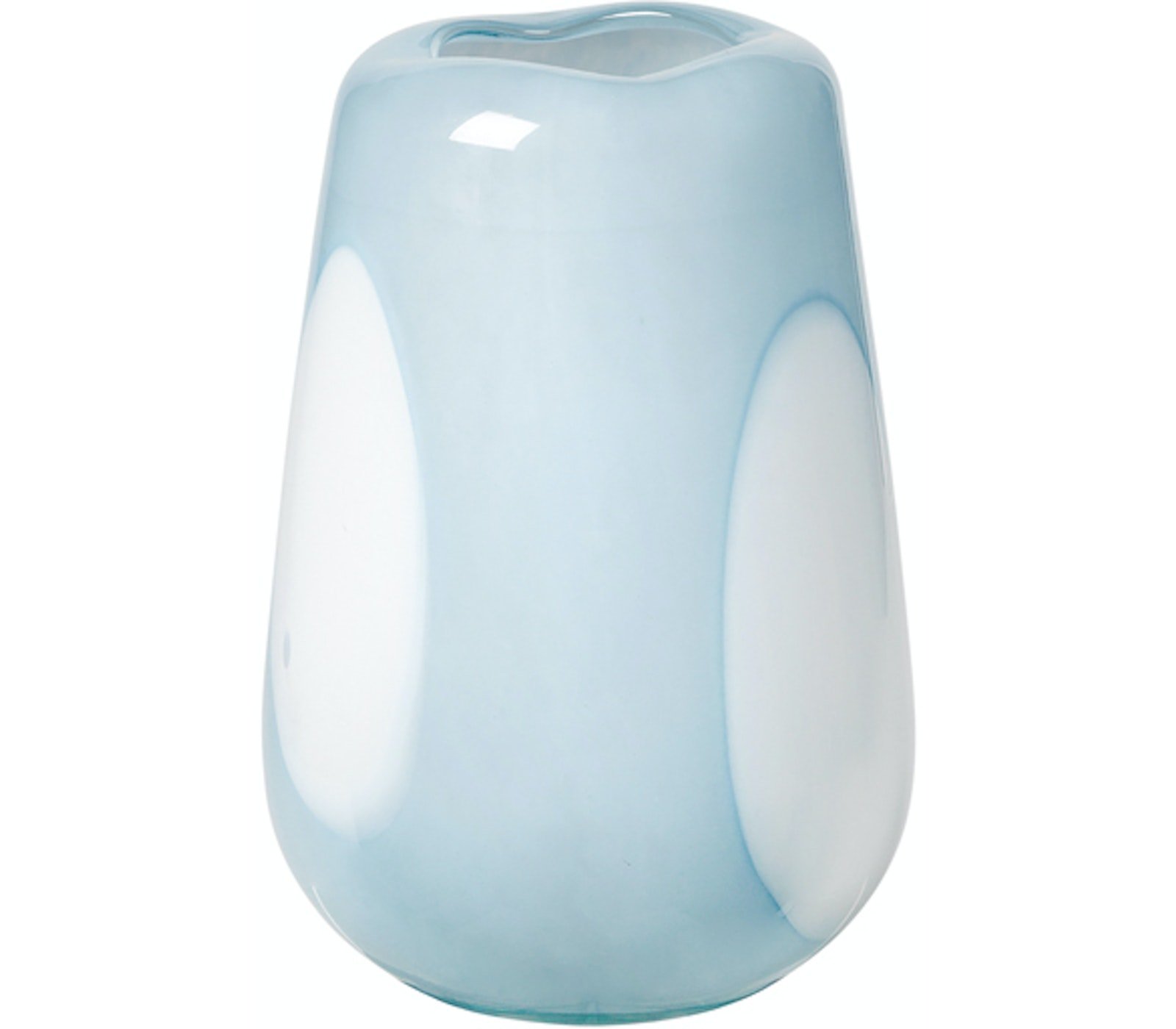 På billedet ser du variationen Ada dot, Vase, Mundblæst glas fra brandet Broste Copenhagen i en størrelse D: 18 cm. x H: 26 cm. i farven Blå