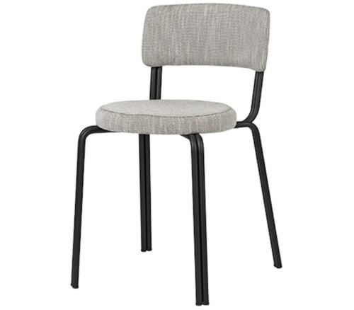 På billedet ser du variationen Oda, Spisebordsstol, Jern, tekstil fra brandet Broste Copenhagen i en størrelse H: 76 cm. x B: 42 cm. x L: 46 cm. i farven Sort/grå