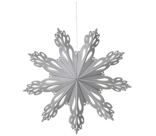 På billedet ser du variationen Snowflake, Juledekoration, Papir fra brandet Broste Copenhagen i en størrelse D: 30 cm. i farven Sølv