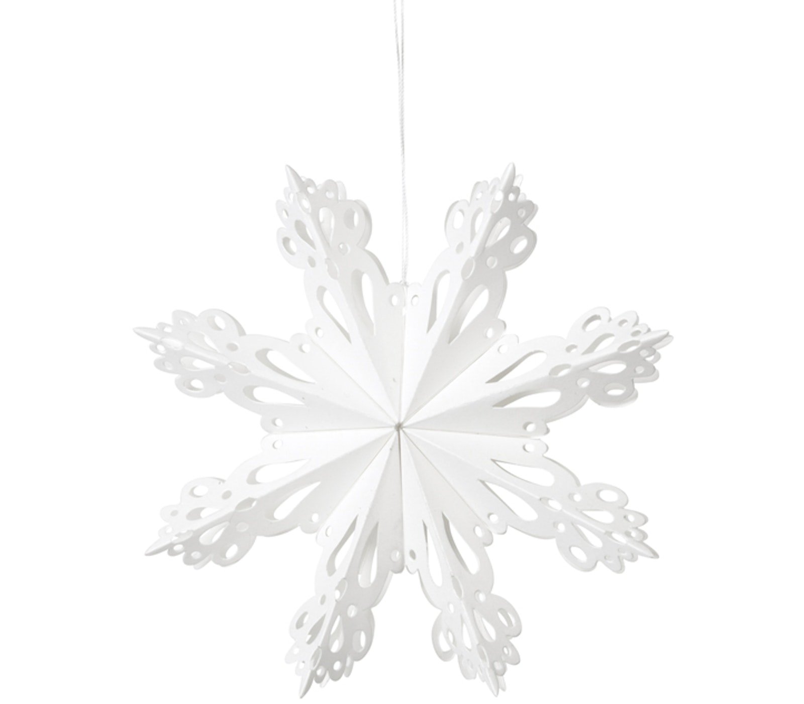 På billedet ser du variationen Snowflake, Juledekoration, Papir fra brandet Broste Copenhagen i en størrelse D: 15 cm. i farven Hvid