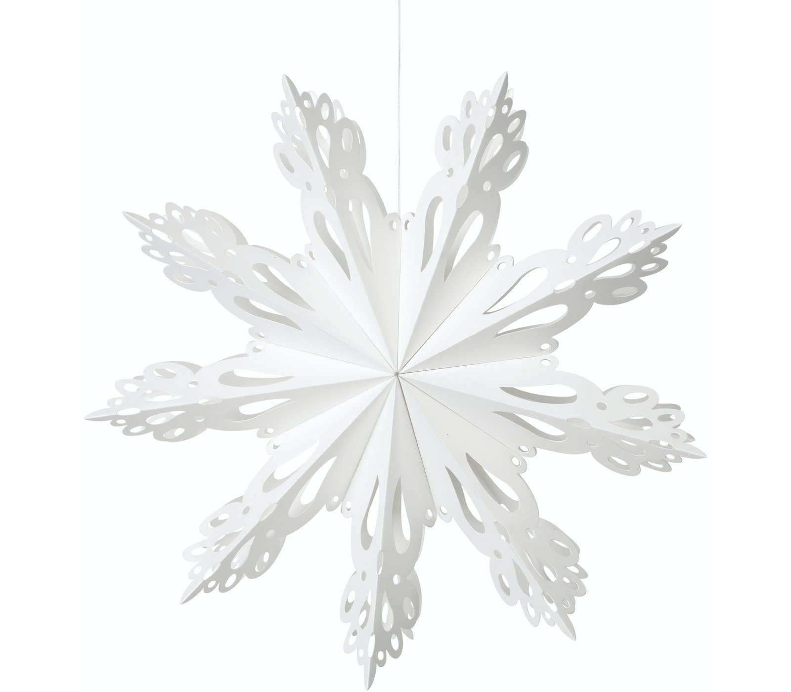 På billedet ser du variationen Snowflake, Juledekoration, Papir fra brandet Broste Copenhagen i en størrelse D: 30 cm. i farven Hvid