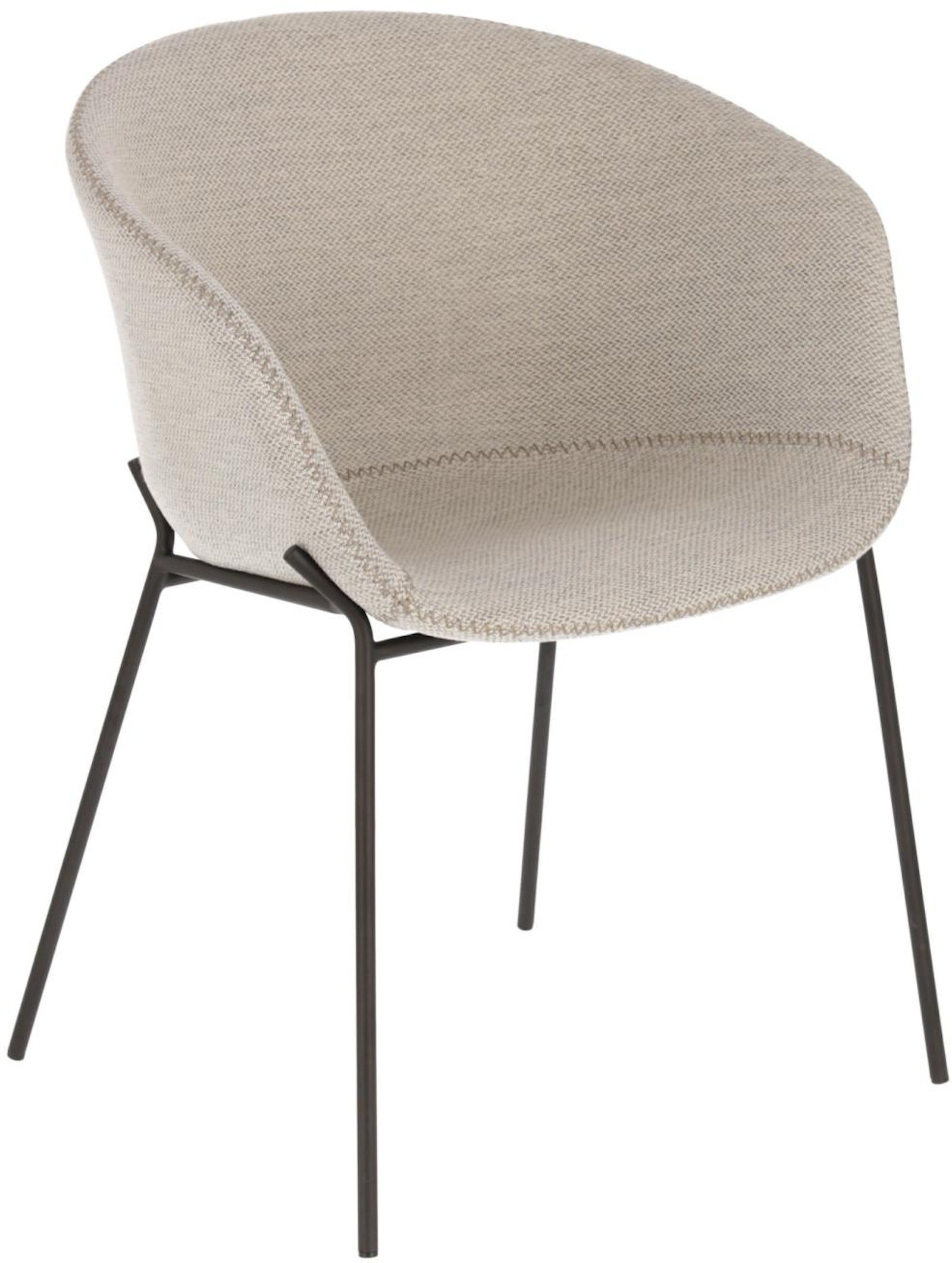 Yvette, Spisebordsstol, moderne, nordisk, stof by Kave Home (H: 76 cm. x B: 60 cm. x L: 54 cm., Grå/Sort)