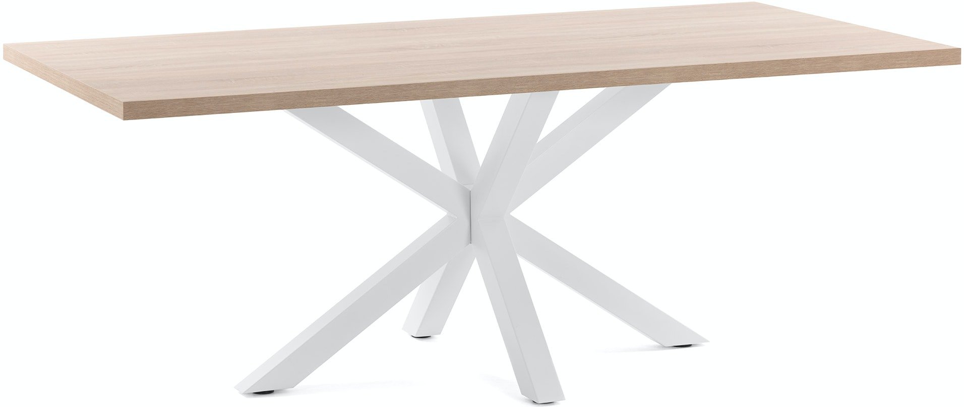 På billedet ser du variationen New argo, Spisebord med krydsstel, Melamin fra brandet LaForma i en størrelse H: 78 cm. B: 160 cm. L: 100 cm. i farven Natur/hvid