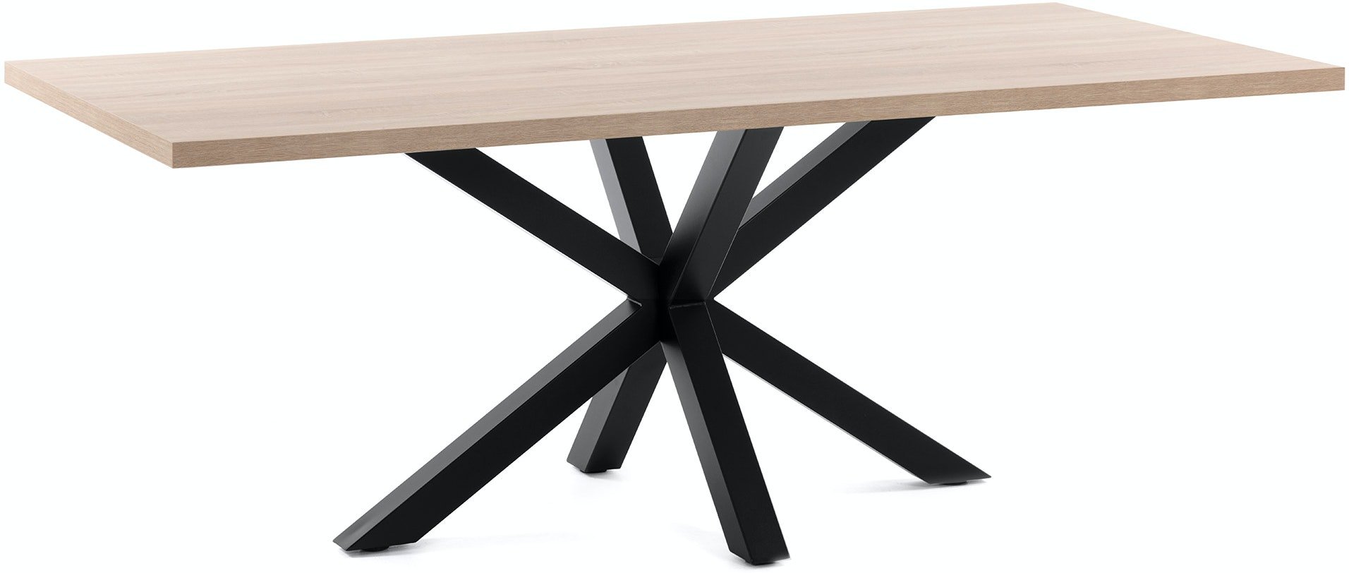 På billedet ser du variationen New argo, Spisebord med krydsstel, Melamin fra brandet LaForma i en størrelse H: 78 cm. B: 160 cm. L: 100 cm. i farven Natur/sort